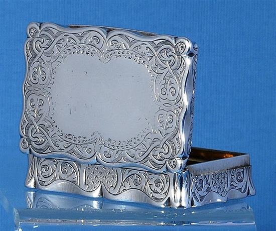 A Victorian silver snuff box, by Frederick Marson, Length 83mm Weight: 4.3oz/134grms